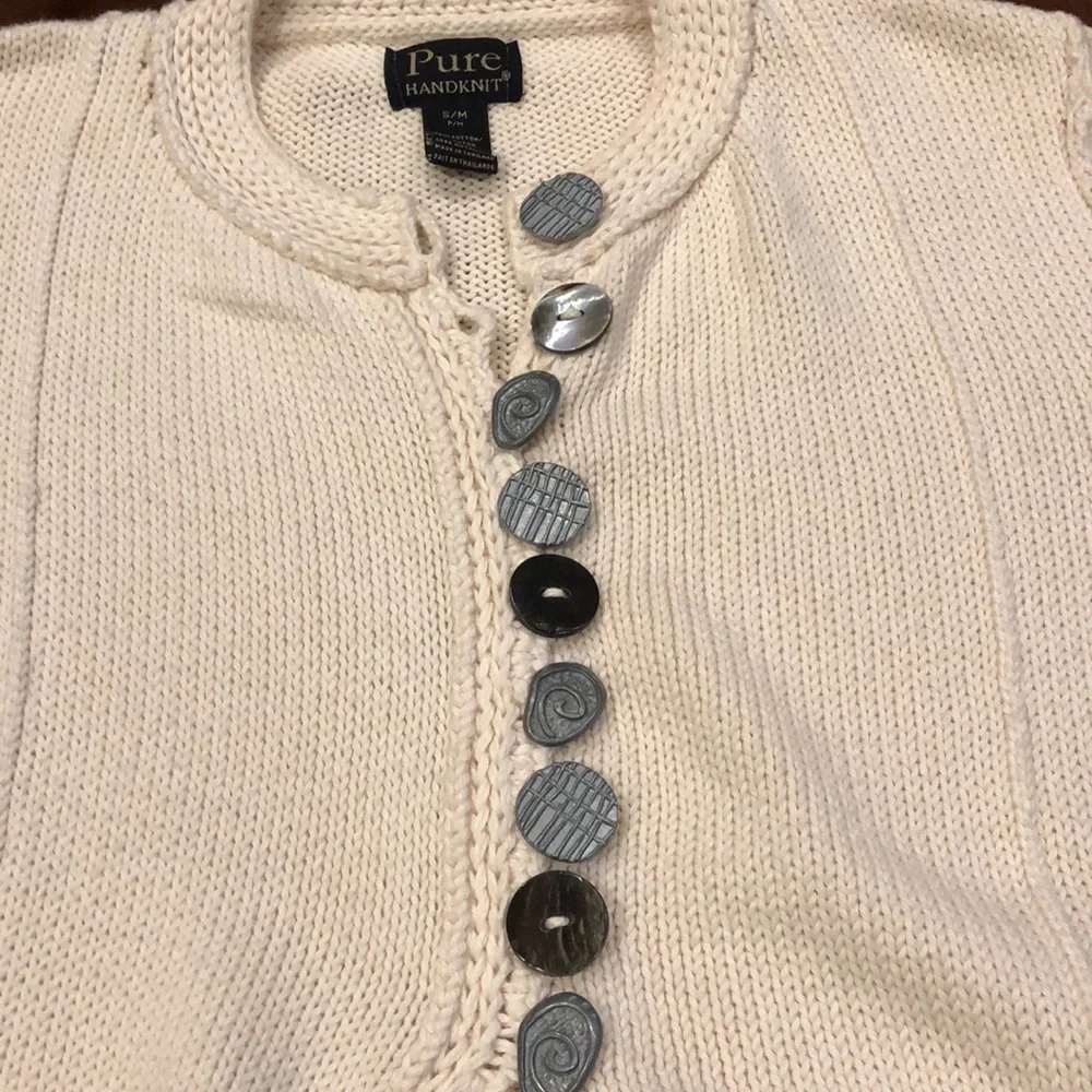 Pure Handknit Size S Cream Cardigan - Picture 3 of 7